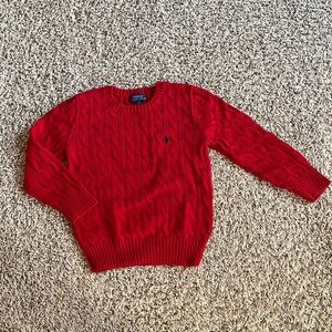 Polo Ralph Lauren boys size 5 red cotton cable knit sweater
